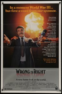 3y982 WRONG IS RIGHT 1sh 1982 TV reporter Sean Connery, war is peace, good is evil!