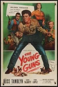 3y992 YOUNG GUNS 1sh 1956 Russ Tamblyn, Gloria Talbott, wilder & tougher than most wanted badmen!