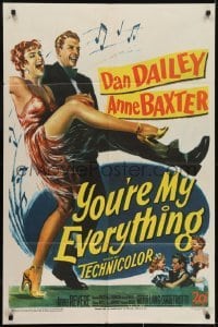 3y995 YOU'RE MY EVERYTHING 1sh 1949 full-length art of Dan Dailey & Anne Baxter dancing!