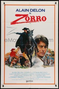 3y999 ZORRO int'l 1sh 1976 art of masked hero Alain Delon on horseback w/whip!