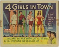 3z002 4 GIRLS IN TOWN TC 1956 art of sexy Julie Adams, Marianne Cook, Elsa Martinelli & Gia Scala!