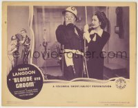 3z419 BLONDE & GROOM LC 1943 Gwen Kenyon pulls rope attached to scared Harry Langdon!