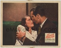 3z429 BRASHER DOUBLOON LC #3 1947 best close up of George Montgomery embracing worried Nancy Guild!