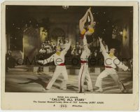 3z446 CALLING ALL STARS English LC 1937 wonderful image of 3 men with flexible woman performing!