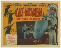 3z451 CAT-WOMEN OF THE MOON LC 1953 astronaut Sonny Tufts standing by spaceship on alien planet!