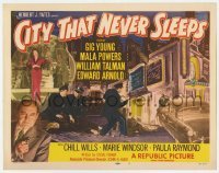 3z050 CITY THAT NEVER SLEEPS TC 1953 Gig Young, Marie Windsor, Mala Powers, art of Chicago!