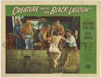3z477 CREATURE FROM THE BLACK LAGOON LC #2 1954 sexy Julia Adams in swimsuit helped into boat!