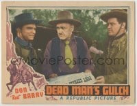 3z491 DEAD MAN'S GULCH LC 1943 cowboy Don Red Barry with two guys looking at newspaper headline!