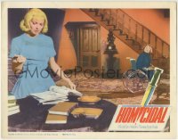 3z613 HOMICIDAL LC 1961 William Castle, woman in wheelchair watches beautiful woman with knife!
