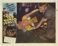 3z617 HUMAN JUNGLE LC 1954 Jan Sterling being strangled on the ground by Chuck Connors!