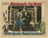 3z620 HUSBANDS FOR RENT LC 1927 romantic portrait of Helene Costello & Owen Moore on bench!
