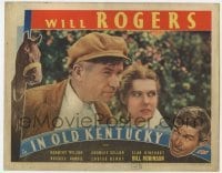 3z629 IN OLD KENTUCKY LC 1935 close up of Will Rogers & pretty Dorothy Wilson, horse racing!