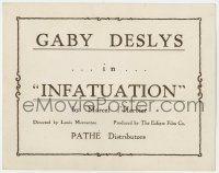 3z137 INFATUATION TC 1918 Marcel L'Herbier's Bouclette starring Gaby Deslys, a true title card!