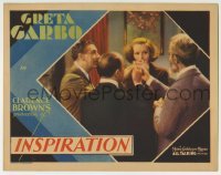 3z634 INSPIRATION LC 1931 three men offer to light streetwalker Greta Garbo's cigarette, rare!