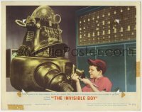 3z638 INVISIBLE BOY LC #2 1957 best c/u of Richard Eyer connecting Robby the Robot to the computer!