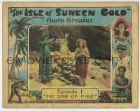 3z641 ISLE OF SUNKEN GOLD chapter 1 LC 1927 Duke Kahanamoku in border, The Ship of Fire, color, rare!