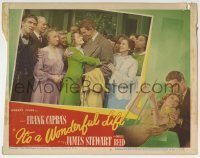 3z643 IT'S A WONDERFUL LIFE LC #5 1946 James Stewart hugging Donna Reed in crowd, Frank Capra!