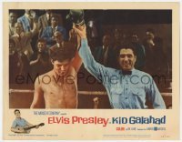 3z653 KID GALAHAD LC #8 1962 great close up of Elvis Presley declared the winner in boxing match!