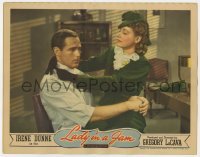3z661 LADY IN A JAM LC 1942 great close up of Irene Dunne sitting on Patric Knowles' lap!