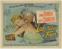 3z162 LADY TAKES A FLYER TC 1958 close up of Jeff Chandler nuzzling sexy Lana Turner!