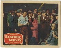 3z672 LEATHER GLOVES LC #3 1948 boxer Cameron Mitchell & Virginia Grey after fight, Blake Edwards!