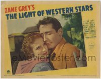 3z678 LIGHT OF WESTERN STARS LC 1940 close up of Victor Jory & Jo Ann Sayers, Zane Grey, rare!