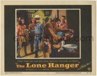 3z685 LONE RANGER LC #6 1956 masked Clayton Moore w/gun watches Tonto wash man's face!