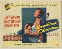 3z182 MAGNIFICENT OBSESSION TC 1954 blind Jane Wyman holding Rock Hudson, Douglas Sirk directed!