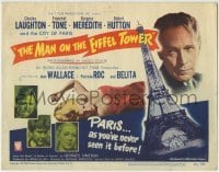 3z183 MAN ON THE EIFFEL TOWER TC 1949 Charles Laughton & Franchot Tone in Paris, film noir!