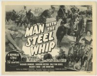 3z186 MAN WITH THE STEEL WHIP TC 1954 serial, cool montage with masked hero on horse with whip!