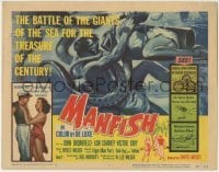 3z188 MANFISH TC 1956 aqua-lung divers in death struggle with each other & sea creatures!