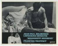 3z719 MISSISSIPPI MERMAID LC #2 1970 Truffaut, c/u of barechested Belmondo & Deneuve in bed!