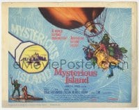 3z212 MYSTERIOUS ISLAND TC 1961 Ray Harryhausen, Jules Verne sci-fi, cool hot-air balloon art!