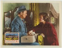 3z739 NIGHT & THE CITY LC #2 1950 wrestling promoter Richard Widmark with concerned Gene Tierney!