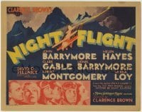 3z216 NIGHT FLIGHT TC 1933 John & Lionel Barrymore, Hayes, Gable, Montgomery, Loy, ultra rare!