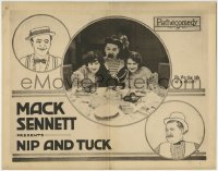 3z219 NIP & TUCK TC 1923 Billy Bevan between two pretty women, great border art, Mack Sennett!