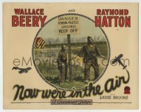 3z746 NOW WE'RE IN THE AIR LC 1927 Wallace BEery & Raymond Hatton by bombing practice danger sign!