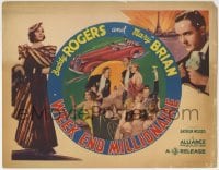 3z229 ONCE IN A MILLION TC 1935 Buddy Rogers, Mary Brian, Week End Millionaire, great society art!