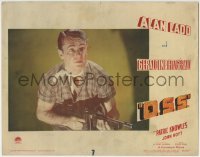 3z748 O.S.S. LC 1946 best close up of Alan Ladd with machine gun, directed by Irving Pichel!