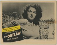 3z772 OUTLAW LC R1950 best close up of barely-dressed Jane Russell in hay, Howard Hughes