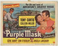 3z246 PURPLE MASK TC 1955 masked avenger Tony Curtis as adventure's greatest rogue, Colleen Miller!