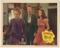 3z801 RAMONA LC 1936 Kent Taylor & Loretta Young standing behind worried Pauline Frederick!