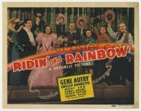 3z256 RIDIN' ON A RAINBOW TC 1941 cowboy Gene Autry with guitar & top cast raising their hats!