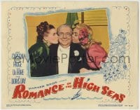 3z822 ROMANCE ON THE HIGH SEAS LC 1948 beautiful Doris Day & Janis Paige kiss S.Z. Sakall's cheeks!