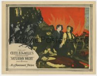 3z835 SATURDAY NIGHT LC 1922 montage of Leatrice Joy, Conrad Nagel & cast by fire, Cecil B. DeMille
