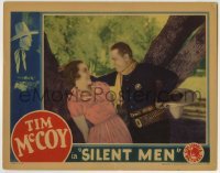 3z851 SILENT MEN LC 1933 c/u of cowboy Tim McCoy laughing with pretty Florence Britton!