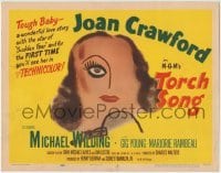 3z320 TORCH SONG TC 1953 unusual art of tough baby Joan Crawford, a wonderful love story!