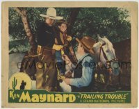 3z935 TRAILING TROUBLE LC 1937 Ken Maynard on horse with little boy getting paid lots of cash!