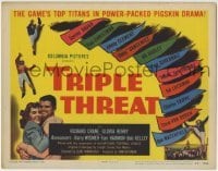 3z323 TRIPLE THREAT TC 1948 art of pennants for top NFL football greats including Sammy Baugh!