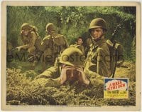 3z957 WALK IN THE SUN LC 1945 Dana Andrews stares at one of his soldiers having a breakdown!
